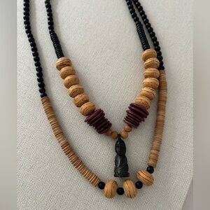 Wood Bead HANDMADE necklace SET